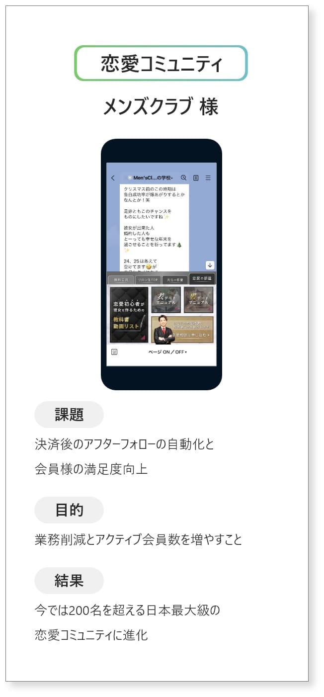 恋愛コミュニティ メンズクラブ様